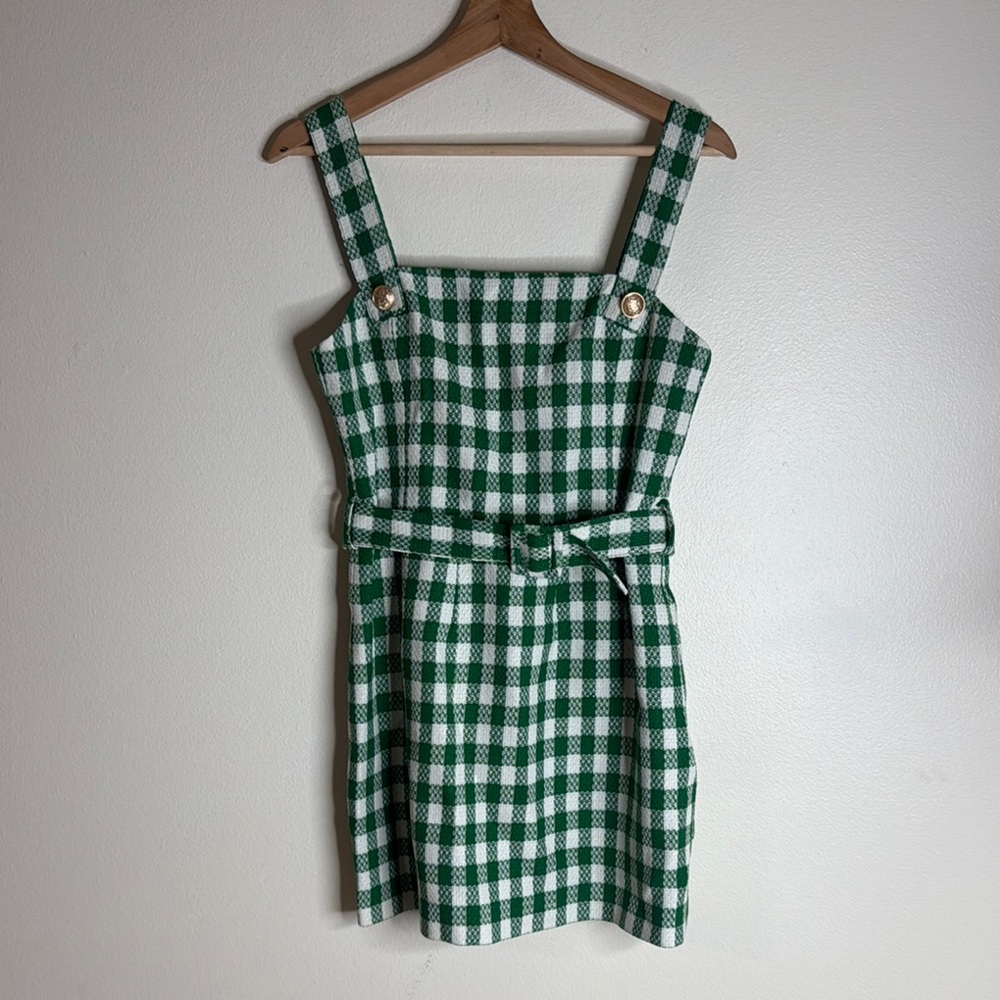 kourt Blaine ladies green gingham mini dress size 4 - Picture 2 of 15